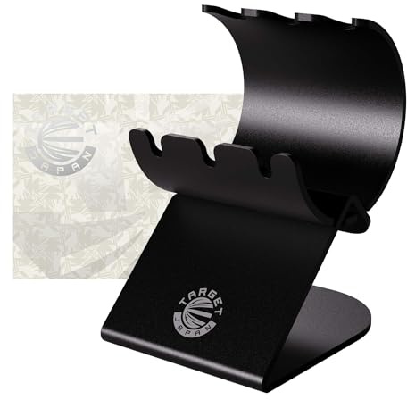 Target Japan Dart Stand | 3 Dardos Pantalla, DS3 02 Soporte Metálico para Dardos de Acero o Punta Blanda, Acabado Negro Mate