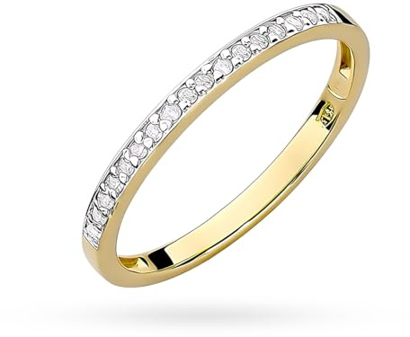 MARKO Ehering Damen Gold 585 Echtgold – Memoire Ring mit Labor Diamanten – 14 Karat Goldring Damen, Diamantring rundum, Goldschmuck