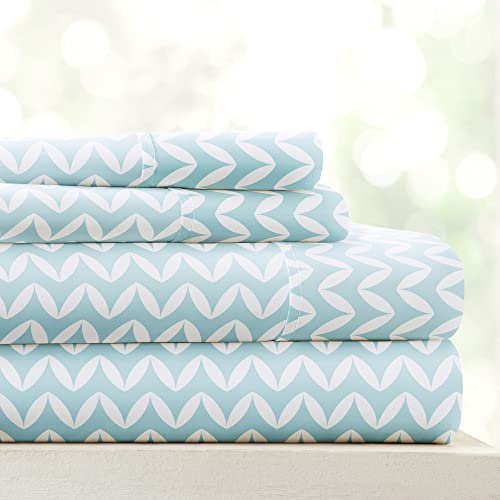 Linen Market 4-delat bäddset (ljusblå chevron) – sova bättre än någonsin med dessa ultramjuka och kylande lakan för din säng i full storlek – djup väska för 40,6 cm