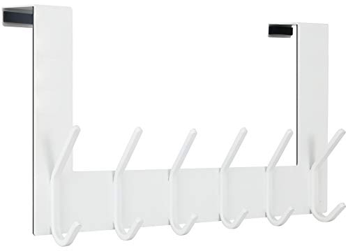 WEBI Over The Door Hook,Over Door Towel Rack,Door Hanger,Over Door Hanger Coat Rack,6 Hooks for Hanging Clothes,Towels,Behind Back of Bathroom,White