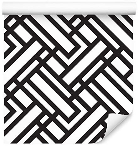 Wallepic 268968299 Papier Peint intissé Motif géométrique Noir/Blanc