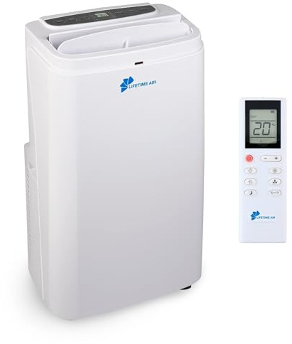 Lifetime Air Mobile Air Conditioning - Air Conditioning, Dehumidifier, and Fan - Air Cooler with Exhaust Hose - Air Cooler 65dB - Air Conditioner up to 78m2 - Remote Control and Timer - 12000BTU
