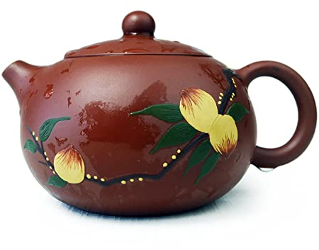 Tetera china Yixing de 192.8 g de té de arcilla negra genuina Xishi Ollas de longevidad deseos de cumpleaños (rojo ST)