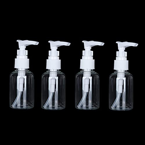JIHUOO Lot de 4 flacons à Pompe vides en Plastique Transparent de 50 ML Rechargeables pour Savon Liquide, shampoing, Lotion