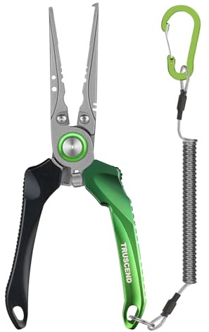 Truscend Alicates de Pesca con Cortador de Mo-V Blade, Resistente a la Recubierto de Teflón Muti-Función de Pesca de Agua Salada de Engranajes Split Ring Plier Cortador de Línea Removedor de Gancho