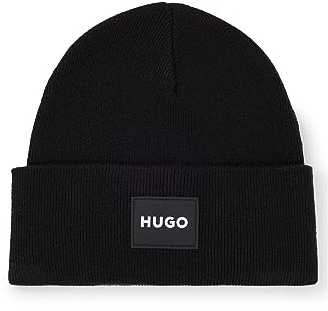 HUGO Herren Xevon Strickmütze mit Logo-Detail Schwarz001 Stck