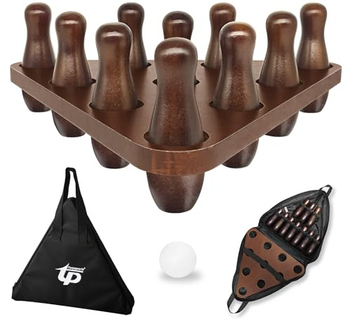 TORPSPORTS Tabletop Shuffleboard Bowling Pin Set Portable Shuffleboard Bowling Pin Game,Solid Wood Shuffleboard Bowling Curling Games- Easy Carry