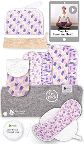 Binden waschbar Bio Baumwolle mit rutschfester Druck; 6-Pack (S+M) Stoffbinden waschbar; wiederverwendbare Binden; Damenbinden waschbar; Waschbare Stoffbinden; Baumwollbinden für sorgenfreie Periode