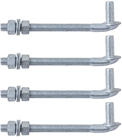 VIVIDA 8 J Bolt Gate Hinge 4 Pack, Gate Bolt Hinge with 5/8 Male Pin, Heavy Duty Chain Link Fence Hardware, Galvanized Steel