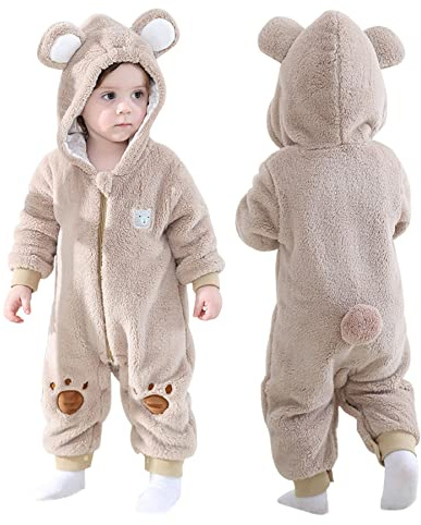 Doladola Baby sparkdräkt djur dalmatiner onesies småbarn sparkdräkt nyfödd bebis outfit(4-5 år,Beige björn)