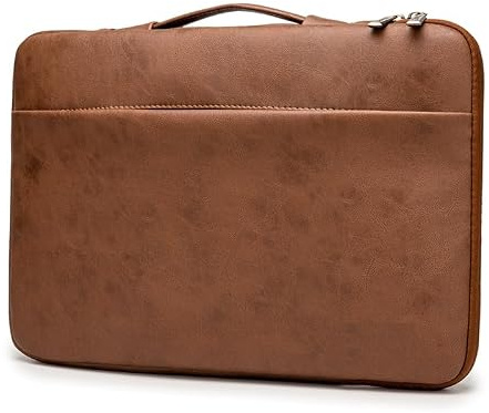 Lopoleis® Sac pour ordinateur portable, sac de travail, en cuir synthétique, pour homme et femme, avec poignée, pour MacBook Chromebook, marron, 14 Zoll