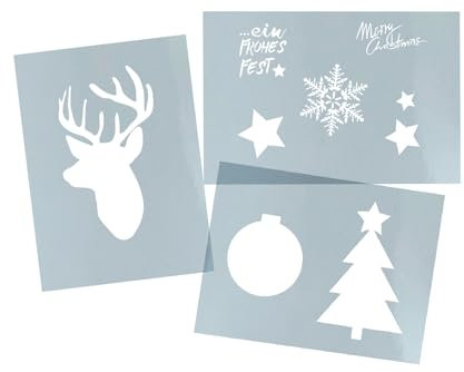 Schablonen Set x-mas Weihnachten - Stencils 3er-Set Weihnachtsschablonen - Malvorlagen Karten Airbrush Küche Backen Weihnachtsdeko - zAcheR-fineT (DIN A3)