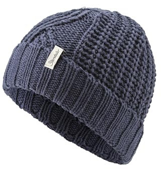 Sterntaler Strickmütze mit Zopfmuster - Unisex Strickmütze mit Umschlag - Kinder Wintermütze - Beanie mit Strickmuster Mix - Marine, 53