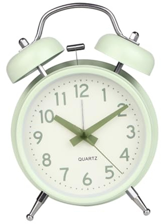 Zerodeko Sveglia Analogica Silenziosa Da 4 Pollici Creativa Piccola in Metallo Con Campanello Per Bambini Luce Notturna