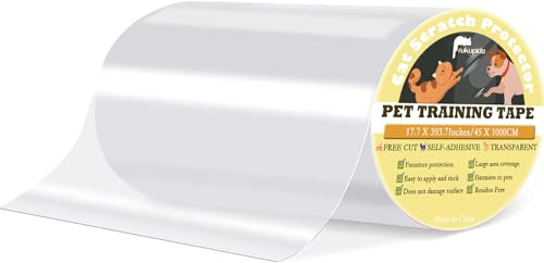 Rukuapid Protezione Divano Graffi Gatto 45cmx1000cm, Divano Gatti Graffi Protezioni Autoadesive Pellicola Trasparente, PVC Anti-Graffio Protector, Adatto Per Divani, Porte E Altri Mobili Protezione