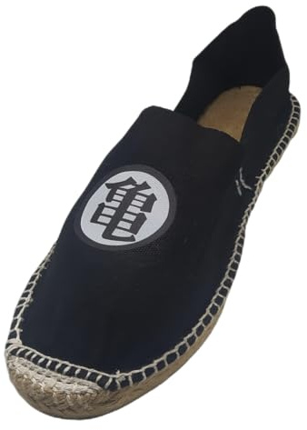 rainUP Chaussures Dragon Noir Kanji Kame Unique Jute Toile Esparto - Unisexe - Espadrilles en toile 100 % coton écologique Motif Ball Manga Anime, Noir , 40 EU