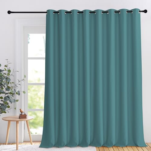 NICETOWN Blackout Curtain 108 inches Long, Grommet Thermal Insulated Extra Wide Room Divider Drape Window Treatment for Sliding Glass Door/Living Room, W120 x L108, Sea Teal, 1 Panel