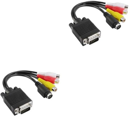 CAXUSD 2pcs Computer Splitter Cable Vga Adapter Cable Connect Laptop to Tv Vga to S-video Converter