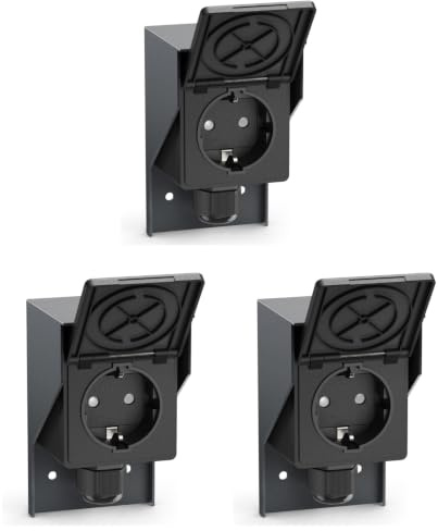 ledscom.de 3 tomas de corriente para exteriores y ambientes húmedos PIWI, montaje en superficie, IP44, 1 toma Schuko, 16 A/230 V, acero inoxidable, plástico, antracita