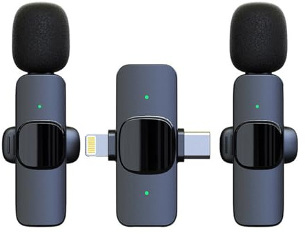 SYHsdzg Wireless Microphone for iPhone/Android/PC/Tablets,Wireless Lavalier Microphone with USB-C/Lightning Plug, Video Recording - Clip on Microphones for YouTube Tiktok Podcast Vlogging
