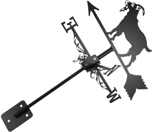ROMISBABA Weathervane Windrichtungsanzeiger Metall Wetterfester Garten-wetterfahne Für Dachmontage Dekorative Windanzeige Für Garten Realistischer Ziegenform