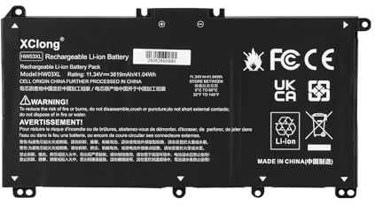 XClong 41.04Wh HW03XL Laptop Batteria per HP Pavilion 17-CN 17-CP 15-EH 15-EG 15-eg0000 15-eh000 17-cn0000 17-cp0000 L968877-1D1 L97300-005 L96887-421 HSTNN-OB2A HSTNN-LB8U HSTNN-IB90 11.34V