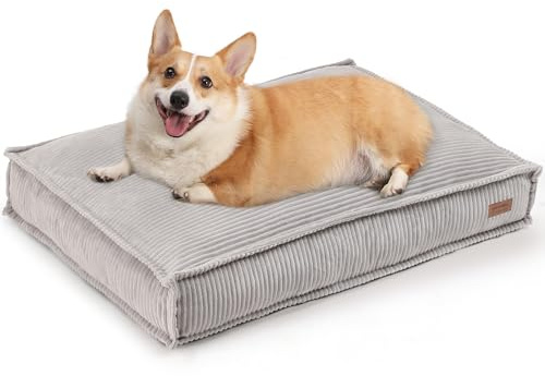 FUKUMARU Orthopädisches Hundebett - 91x64x14 cm, waschbares Hundekissen mit wasserdichter Gewebeschicht, kuschelige Hundematte, Hundematratze, Anti-Rutsch Hundecouch, grau.