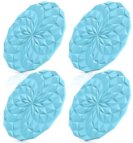 STLIAN Silikonuntersetzer - 4er-Pack Topfablagen - 18,8 cm verdickte Hot Pads für Töpfe, Pfannen und Geschirr, hitzebeständiger Silikonuntersetzer für Tisch und Arbeitsplatte Blau
