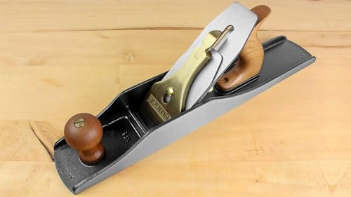 Rauhbank Nr. 6, Hobelkörper aus Eisenguss 40cr, Hobel No. 6, mit Kirschholzgriffen, Messingfrosch, 450mm x 72mm, 3680g, jUUMA