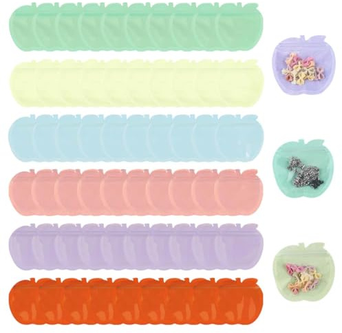 60 Pièces Pochons Bijoux Pochette Bijoux Voyage Refermable En forme de pomme Pochons Bijoux Transparent Anti-Ternissement Rangement de pour Bagues Boucles D'oreilles (6 couleurs)