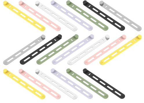Qiwieod Sujetacables - Organizador Multiusos Elástico para Atar y Fijar Cables | 20 Unidades Lazos Elásticos Reutilizables Multiusos para Organizar Cargadores