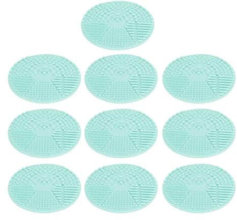 DGLDCSHUAI 10 Piezas Estera de Limpieza de Brochas de Maquillaje Almohadilla Limpiadora de Brochas Cosméticas de Silicona Portátil Redonda para Esponja
