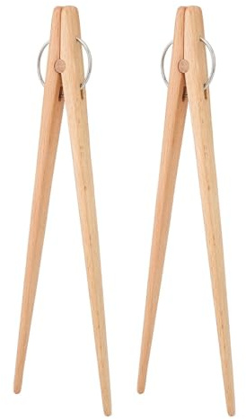 Pinze in legno da 2 pezzi per servire cibo, pinze in legno per tostapane per cucinare, barbecue, pane, bistecche, frutta, verdura, pasta, utensili da