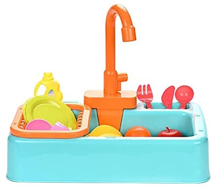CoudarTitie Lavandino Giocattolo Bambini Set Cucina con Accessori Lavaggio Piatti Verdure Funzione Acqua Realistica Adatto a Regali di Compleanno Abilità Manuali, Verde, Taglia unica bambino