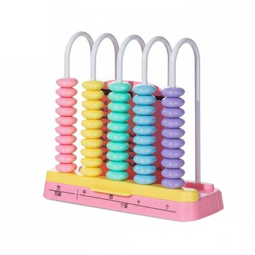 harayaa Rechenrahmen Kinder Mathematik Zählhilfe Pp-Material Resetfunktion für Vorschule Grundschule zu Hause Einzelunterricht, Rosa, 5 Reihen