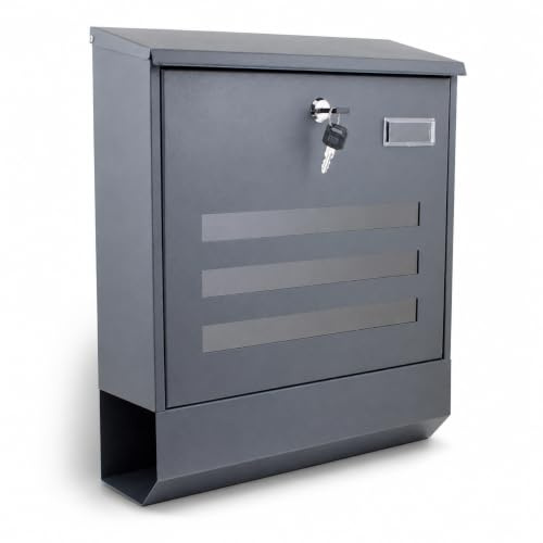 BITUXX Briefkasten grau anthrazit Post Briefkasten Wandbriefkasten und Zeitungsfach