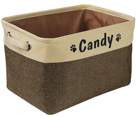 PET ARTIST Zusammenklappbarer Aufbewahrungskorb für Hundespielzeug mit personalisiertem Namen des Haustiers – rechteckige Aufbewahrungsbox für Hundespielzeug Hundemäntel Hundebekleidung und Zubehör