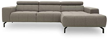 DOMO. collection Ecksofa Cunelli, Rückenfunktion, grau | Longchair rechts mit Rückenfunktion, L-Sofa mit Relaxkomfort und Metallfüßen, 292 x 175 x 79 cm (BxTxH)