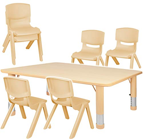 alles-meine.de GmbH Sitzgruppe für Kinder - Tisch + 6 Kinderstühle - Größen & Farbwahl - Holz Farben - höhenverstellbar - 1 bis 8 Jahre - Plastik - für INNEN & AUßEN - Kindertisc..