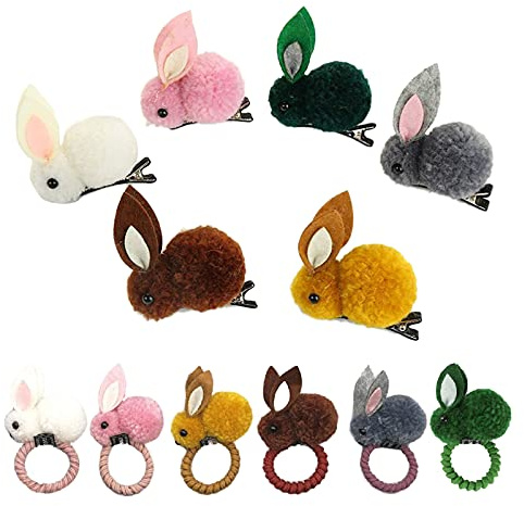 Günstiges Kaninchen-Stirnband, Hase, Haarband, Hase, Damen, 6 Hasen-Haarklammern und 6 Haarnadeln für kleine Mädchen, Babys, Kleinkinder, Frisur, Basteln