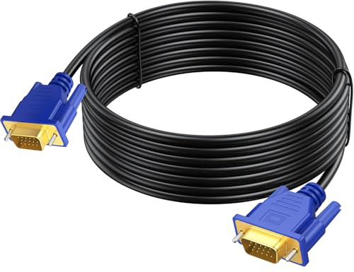 URELEGAN VGA to VGA Cable 15 Feet, Computer VGA Monitor Cable 1080P Full HD Male to Male Cord HD15, Engineering Brade Cord 15FT for Computer PC Monitor Laptop TV Projector and More