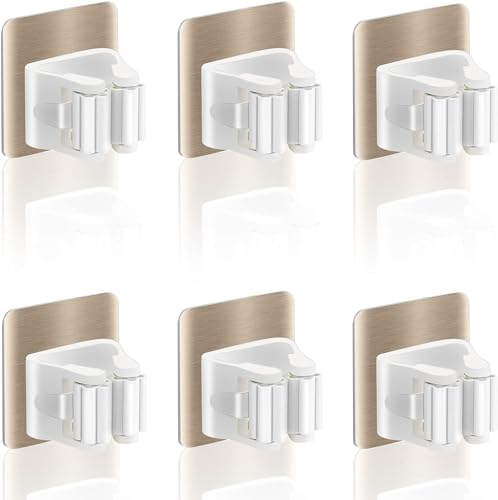 XIANGLONGY 6 Pezzi Porta Scope Parete Adesivo, Porta Scopa da Parete Senza Forare, Porte Scope Adesivo, per Cucina, Scale, Bagno, Garage