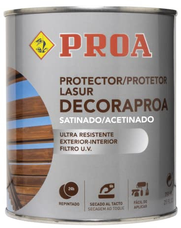 Lasur protector para madera exterior. Transparente. 750 ML. Cuida y protege la madera con acabado natural. Satinado. Proa.