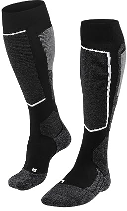 FALKE Damen Skisocken SK2 Intermediate Vegan W Kh Lyocell Funktionsmaterial warm dick 1 Paar, Schwarz Black-Mix 3010, 37-38