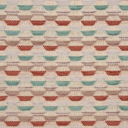 SCHÖNER LEBEN. Polsterstoff Dekostoff Jacquard Mira Hexagon beige rot türkis 1,4m