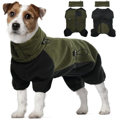 Wintermantel Hund Mittelgroß, Hundejacke Winter Warm Schneeanzug Hund Strickpullover Hundemantel mit Bauchschutz Hunde Outfit Winter(Armeegrün, M)