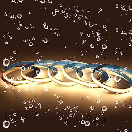 Arote 24V COB LED Streifen wasserdicht IP65 3000K warmweiß 2m ohne Netzteil | COB LED Strip Dimmbar, Hohe Helligkeit, 320LEDs/m, für Schlafzimmer Küche Home Innendekoration