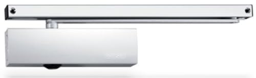 Geze Türschließer TS 5000 silber mit Gleitschiene und Montageplatte EN 2-6 für einflügelige Türen bis 1400 mm Flügelbreite mit Öffnungsdämpfung- 28,7x4,7x6cm