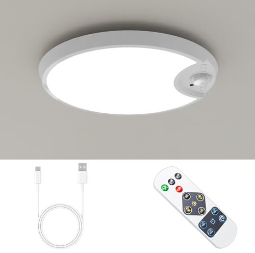 Epochglo Akku Led Lampe mit Bewegungsmelder Innen, Deckenlampe mit Bewegungsmelder, Batteriebetriebene Deckenleuchte, Licht Aufladbare für Flur/Keller/Badezimmer/Garage/Treppe/Schrank