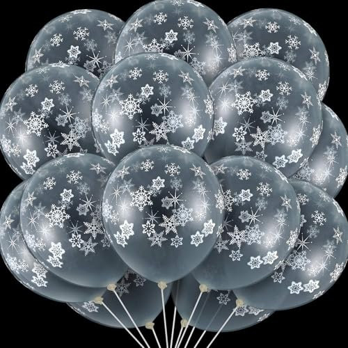 KOBOKO Frozen Geburtstagsdeko Luftballons - 50 Stück Schneeflocken Ballons, Frozen Deko, Weihnachtsballons für Geburtstag, Winterparty, Hochzeit Deko
